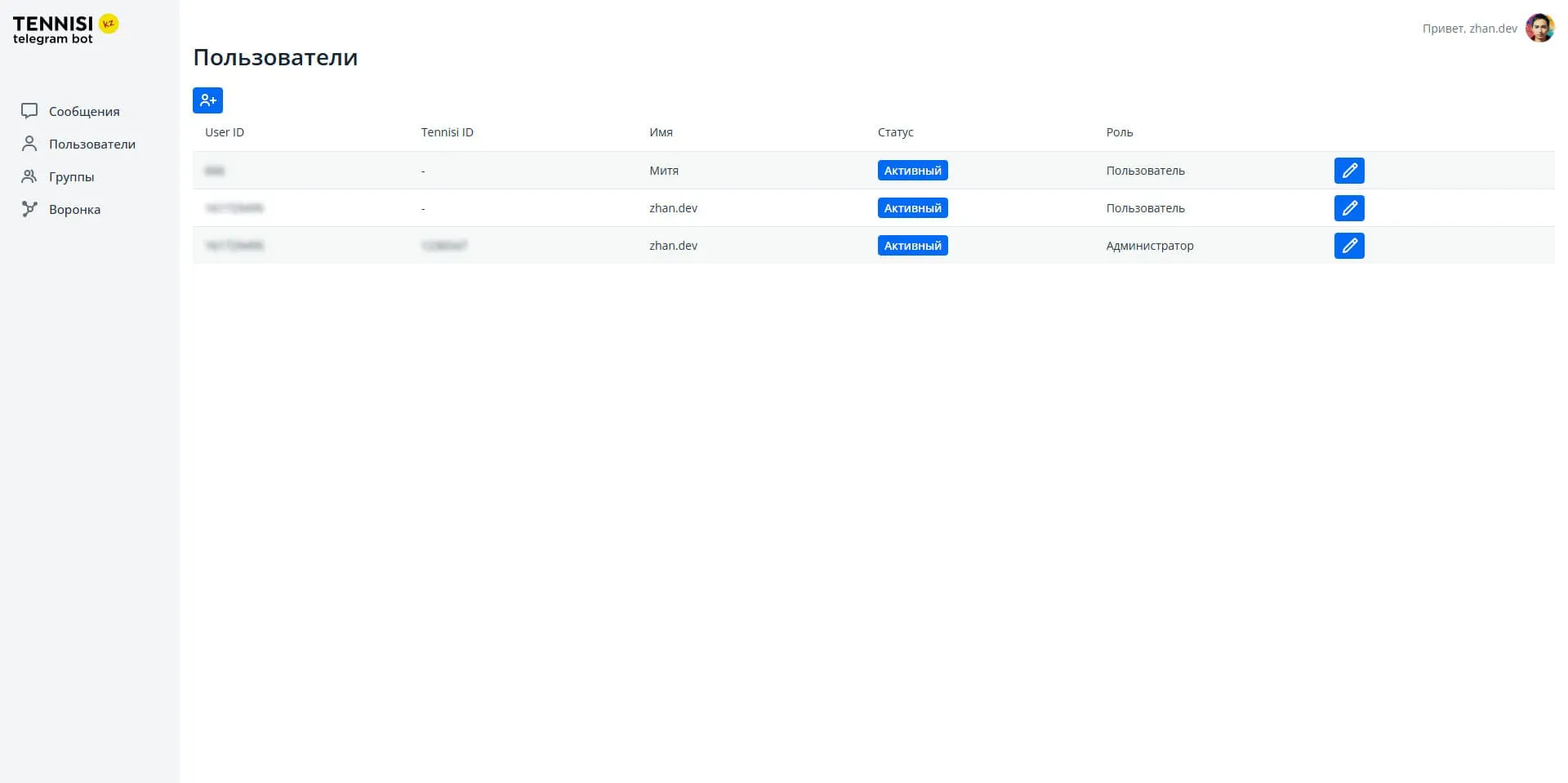 Tennisi telegram bot